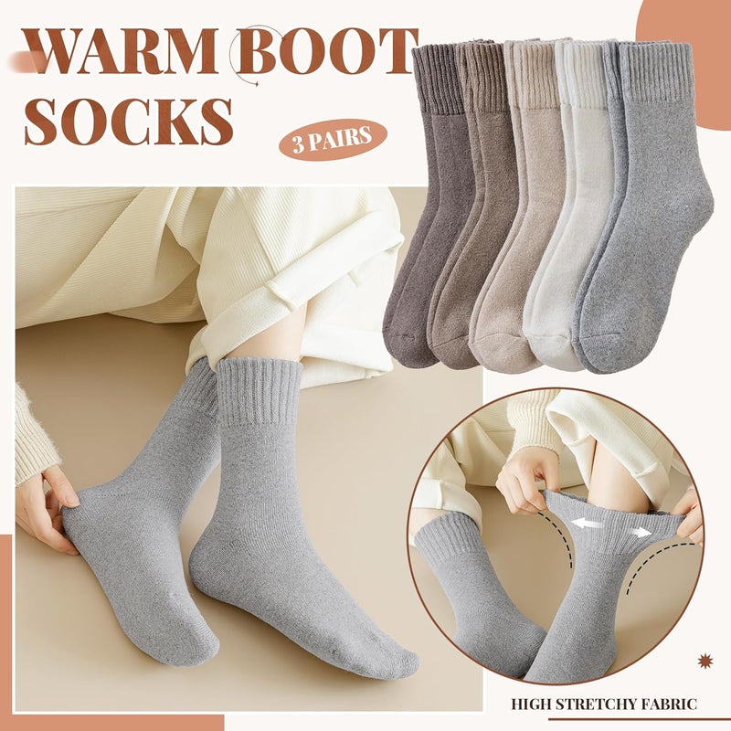 Velice Wool Socks for Women Merino Wool Boot Hiking Thick Thermal Warm Winter Crew Cushion Cozy Work Socks 5 Pairs - Image 3