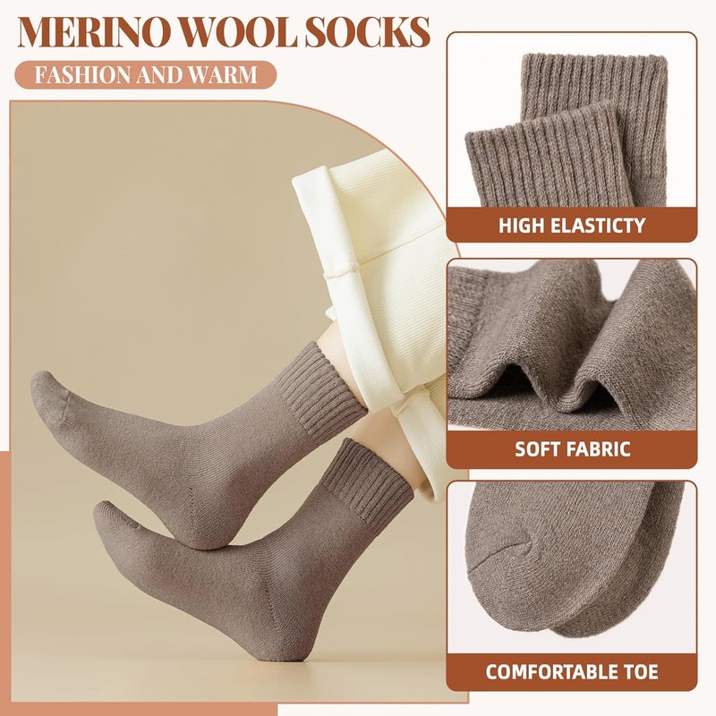 Velice Wool Socks for Women Merino Wool Boot Hiking Thick Thermal Warm Winter Crew Cushion Cozy Work Socks 5 Pairs - Image 5