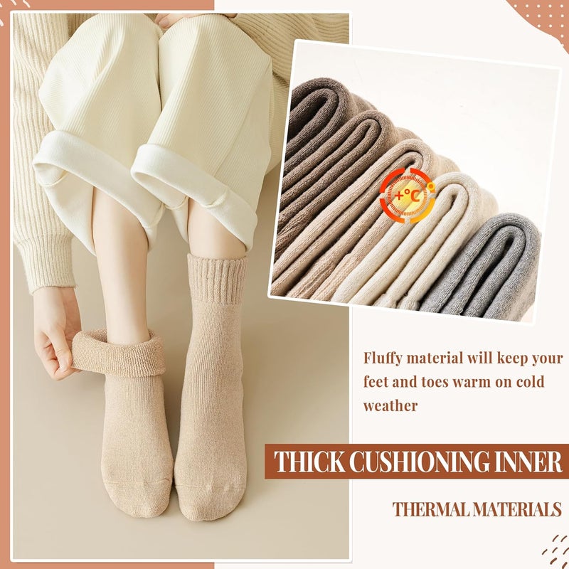 Velice Wool Socks for Women Merino Wool Boot Hiking Thick Thermal Warm Winter Crew Cushion Cozy Work Socks 5 Pairs - Image 2