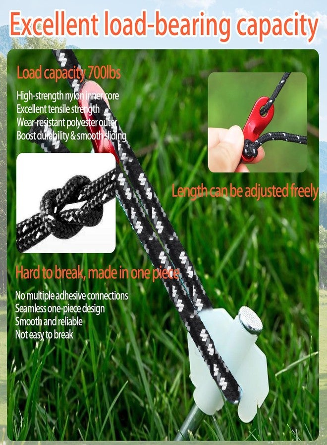 Wind Tour Outdoor Tent Guy Lines, Lightweight Camping Ropes with Aluminum Tensioners and Storage Pouch, Ideal for Tents, Tarps, Canopies, Camping, Hiking and Backpacking（6-Pack | Black） - Image 3