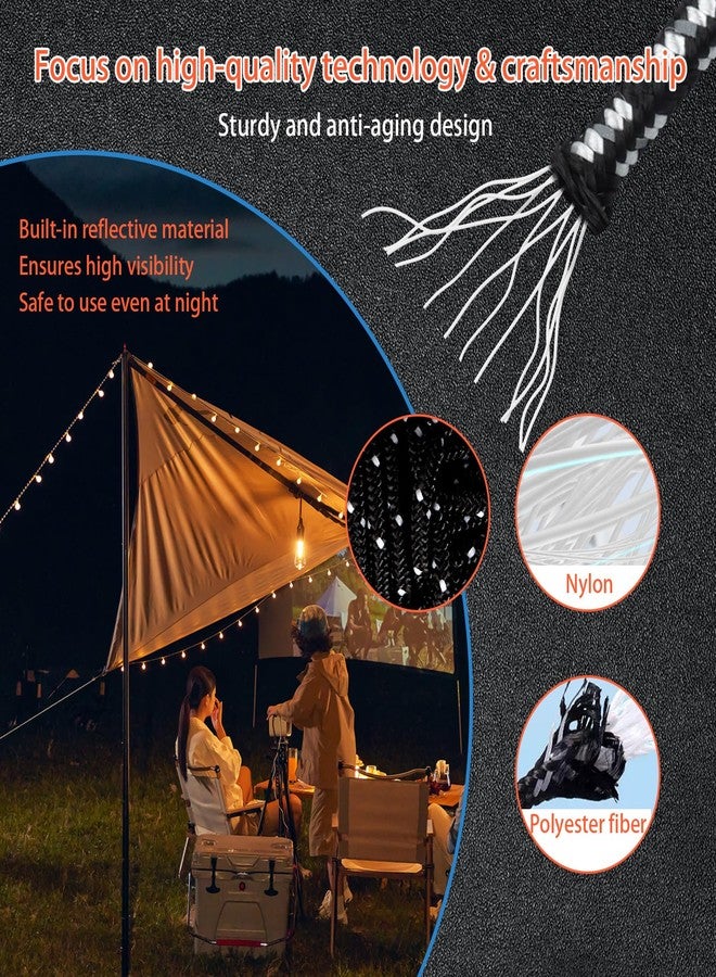 Wind Tour Outdoor Tent Guy Lines, Lightweight Camping Ropes with Aluminum Tensioners and Storage Pouch, Ideal for Tents, Tarps, Canopies, Camping, Hiking and Backpacking（6-Pack | Black） - Image 4