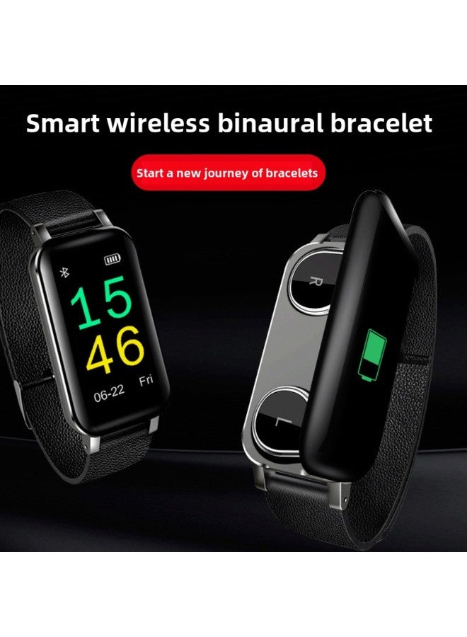 Wireless Bluetooth Headset Watch Bracelet 2-in-1 Sports Step Counting InFormation Synchronization Health Monitoring Intelligent Binaural-Color:Blue  - Image 3