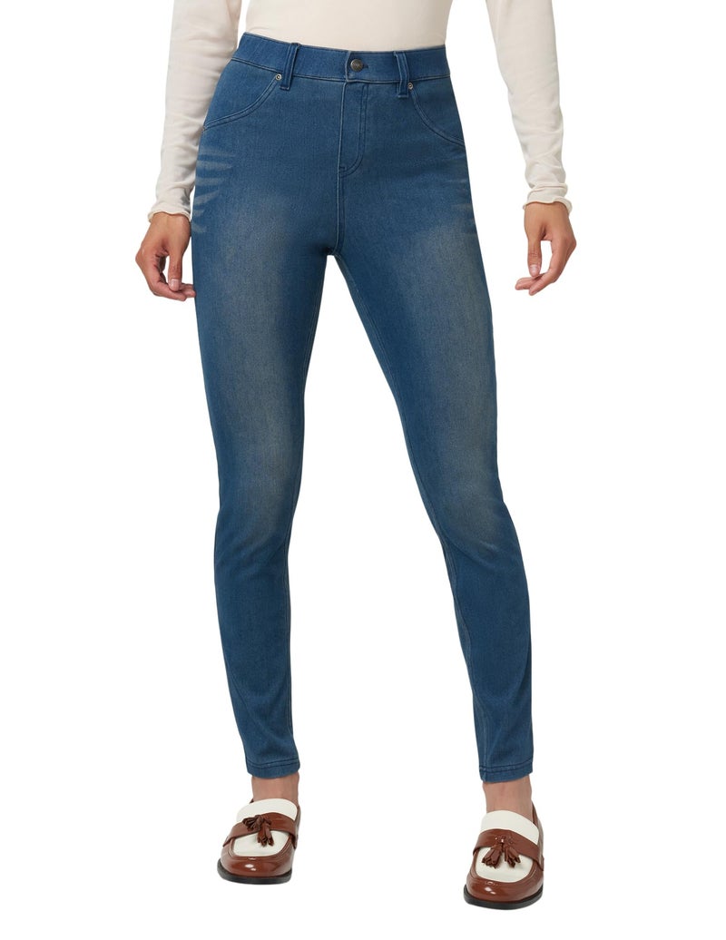 Hue Women's Ultra Soft High Waist Denim Leggings Sockshosiery, -steely Blue, Medium - Image 1