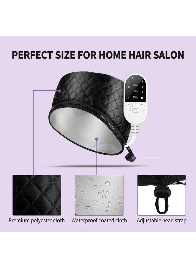 aopow - Heat Cap For Deep Conditioning: Hair Steamer For Natural Hair Home Use Thermal Steam Cap For Black Hair Deep Conditioner With 10Level Heats Up Quickly Heating Caps For Hair Treatment Black - Image 1