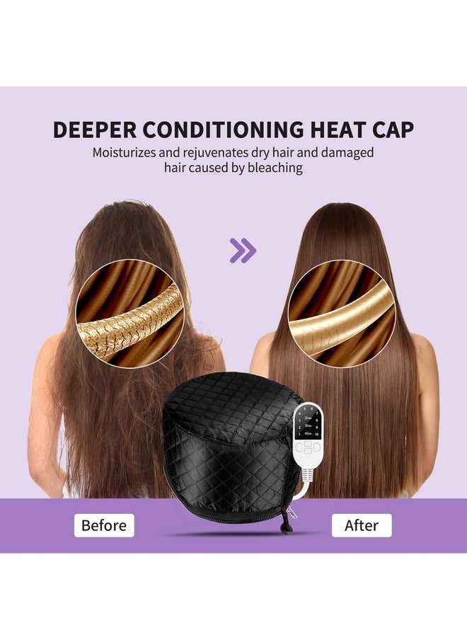 aopow - Heat Cap For Deep Conditioning: Hair Steamer For Natural Hair Home Use Thermal Steam Cap For Black Hair Deep Conditioner With 10Level Heats Up Quickly Heating Caps For Hair Treatment Black - Image 1