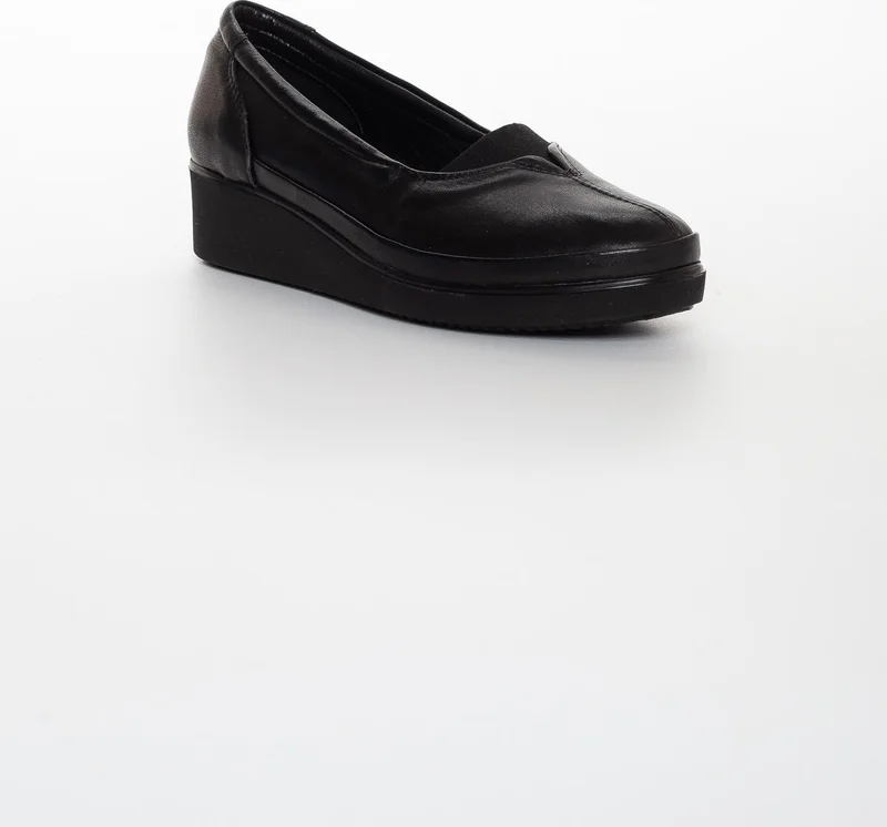 Dilimler Ayakkabı Slices Shoes Leather Orthopedic Upper Elastic Black Women's Shoes