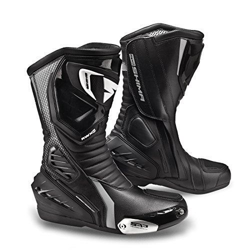 SHIMA RWX-6 Women, Motorbike Boots for Women - Reinforced Leather Womens Biker Boots with Side Zipper, Ankle Support, Anti-Slip Sole, Gear Shift Handle (Black, 6) - Image 1