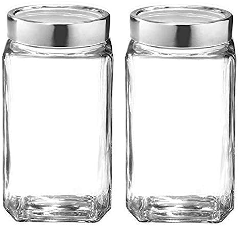 FitsFlair Glass jars for kitchen storage 1kg set Cube Jar 1000 ml Airtight Transparent Pack of 1 - Image 4