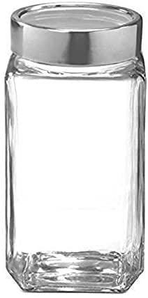 FitsFlair Glass jars for kitchen storage 1kg set Cube Jar 1000 ml Airtight Transparent Pack of 1 - Image 1