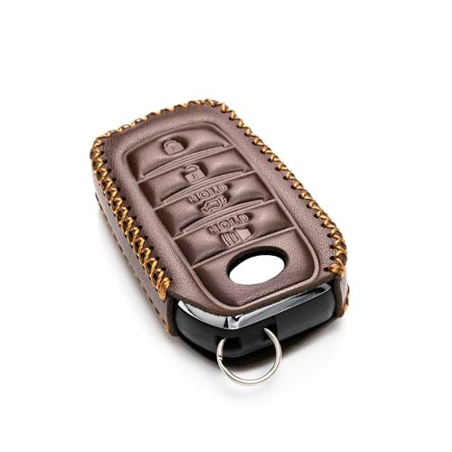 Vitodeco Genuine Leather Smart Key Fob Case Compatible with Land Cruiser, 4Runner, Highlander, RAV4, Camry, Grand Highlander, Sequoia 2019 - 2025 (4-Button, Brown) - Image 3