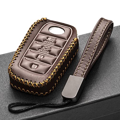 Vitodeco Genuine Leather Smart Key Fob Case Compatible with Land Cruiser, 4Runner, Highlander, RAV4, Camry, Grand Highlander, Sequoia 2019 - 2025 (4-Button, Brown) - Image 5