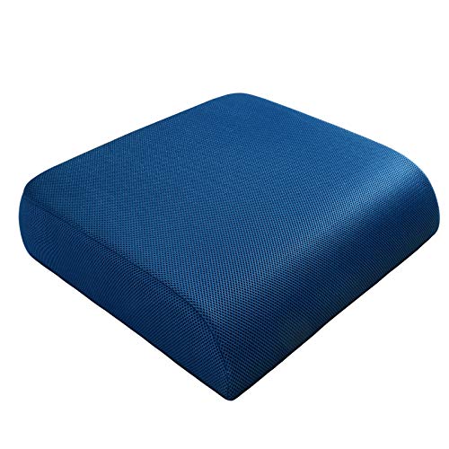 YOUFI Extra Thick Large Seat Cushion -19 X 17.5 X 4 Inch Gel Memory Foam Cushion with Carry Handle Non Slip Bottom - Pain Relief Coccyx Cushion for Wheelchair Office Chair (Blue (1PACK)) - Image 1