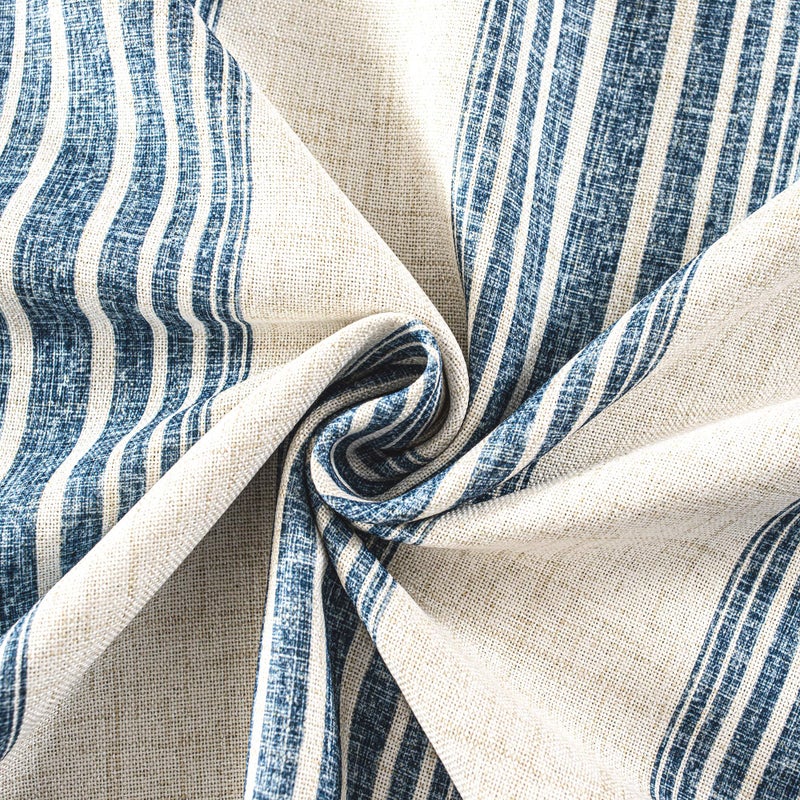 DriftAway DriftAway Chris Double Layer Linen Blackout Tie Up Curtains Thermal Insulated Fully Lined Vertical Striped Balloon Roman Shade Bathroom Window Adjustable Rod Pocket 39 Inch by 55 Inch Jean Navy  - Image 4