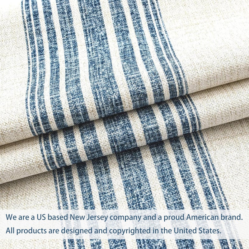 DriftAway DriftAway Chris Double Layer Linen Blackout Tie Up Curtains Thermal Insulated Fully Lined Vertical Striped Balloon Roman Shade Bathroom Window Adjustable Rod Pocket 39 Inch by 55 Inch Jean Navy  - Image 3