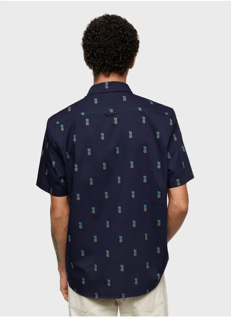 Mango Man Casual Printed Regular Fit Shirt