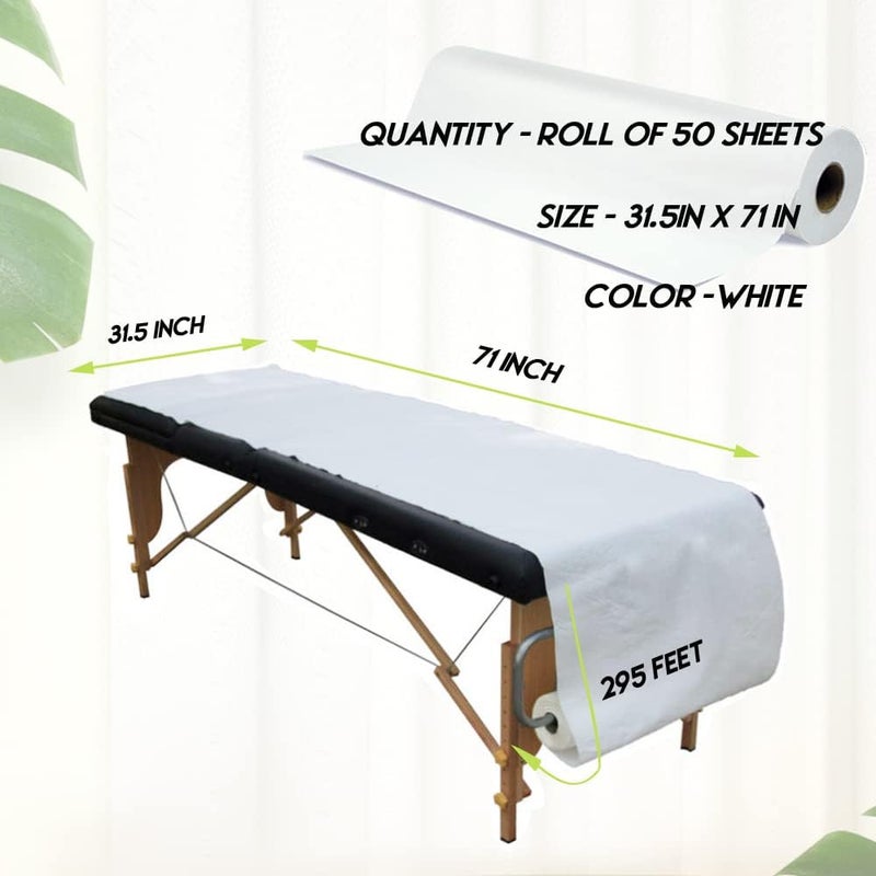 KOEPTHA Disposable Bed Sheets,31.5" X 71" 50 Pcs Per Roll Non-woven Bed Cover Roll for Facial Bed Waxing Bed Exam Table Covers Massage Bed (White) - Image 5