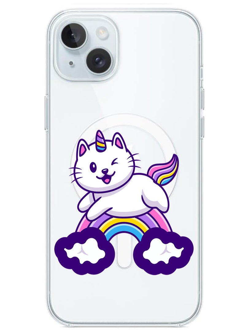 Theodor Magnetic Case for iPhone 15 Plus 6.7-inch Compatible with MagSafe Wireless Charging, Shockproof Phone Bumper Cover Cute Unicorn - Image 1