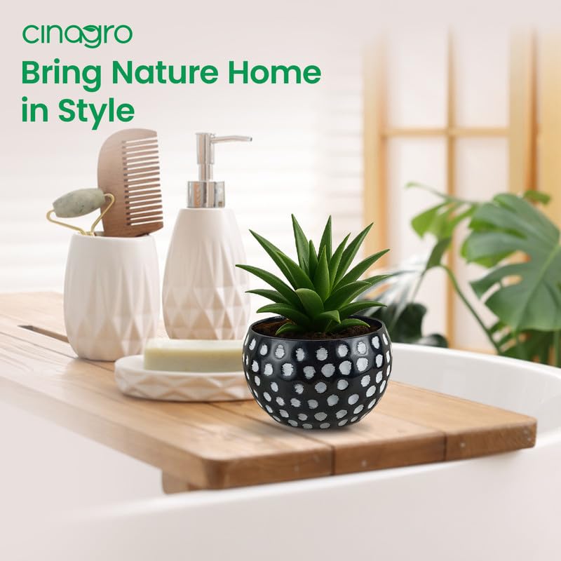 CINAGRO Metal Planter Pot for Indoor Plants, Round Decorative Flower Pot, Rust-Resistant, Modern Plant Holder for Home, Balcony, Office (13.97 x 17.78 cm, Dot Ritual) - Image 5