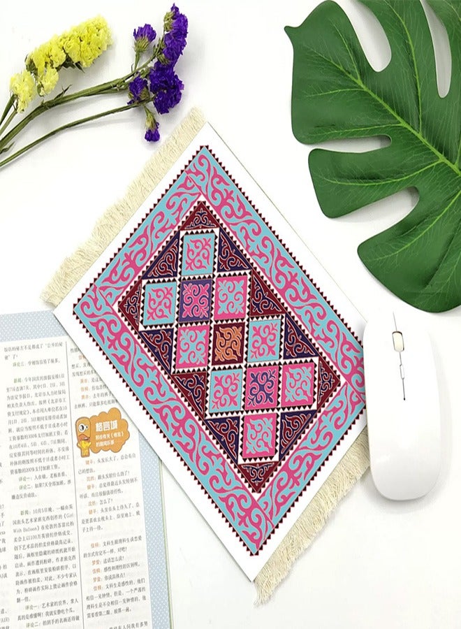 Aramu Vintage Mini Mouse Pad Coasters Oriental Mousepad Floral Style Funny Desk Mat Coasters Graduation Gift for Boho Doll House Rug with Anti Slip Rubber Base for Desk(Classic Style) - Image 1