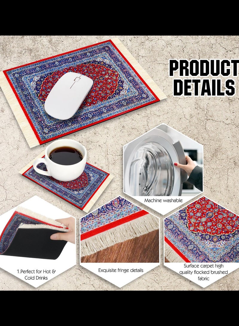 Aramu Vintage Mini Mouse Pad Coasters Oriental Mousepad Floral Style Funny Desk Mat Coasters Graduation Gift for Boho Doll House Rug with Anti Slip Rubber Base for Desk(Classic Style) - Image 5