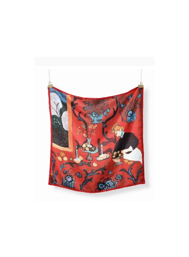 Scarf made of soft silk satin, featuring bright colors and delicate prints. High quality material - imported 