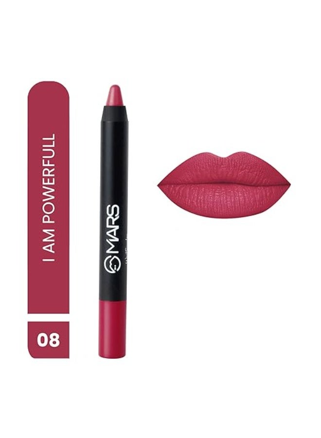 MARS Long Lasting Crayon Lipstick up to 12 Hours Stay | Matte Finish | Waterproof | Won't Smudge Won't Budge Lip Crayon (3.5 gm) (08-I Am Powerful) - Image 1