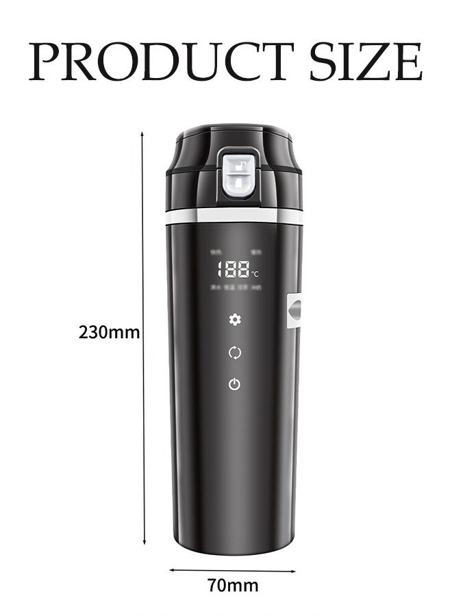 DUNISO غلاية كهربائية للسيارة، كوب كهربائي ذكي من الفولاذ المقاوم للصدأ، كوب سفر مدفأ للسيارة، مع شاشة عرض درجة الحرارة الذكية ومرشح الشاي، مقاوم للتسرب، متين، 500 مل - Image 2