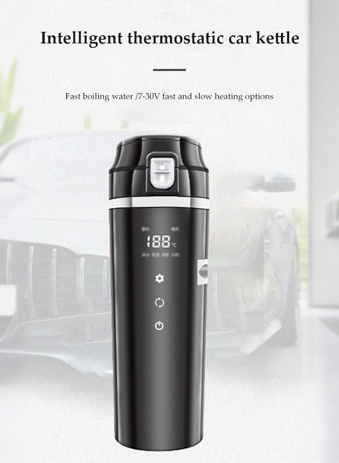 DUNISO غلاية كهربائية للسيارة، كوب كهربائي ذكي من الفولاذ المقاوم للصدأ، كوب سفر مدفأ للسيارة، مع شاشة عرض درجة الحرارة الذكية ومرشح الشاي، مقاوم للتسرب، متين، 500 مل - Image 5