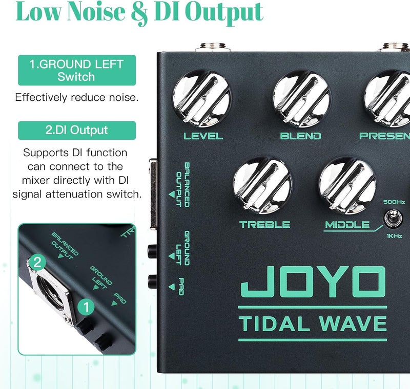 JOYO Bass Guitar Pedals Preamp Overdrive Pedal with EQ and Noise Reduction DI Output for Pop Funk Metal Bassist Electric Guitar (TIDAL WAVE R-30) - Image 4