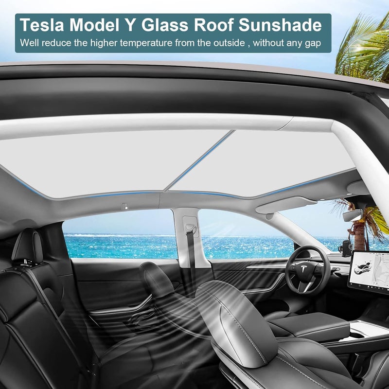KUNIST Roof Sunshades for Tesla Model Y 2023, Upgraded Sunroof Shade Sunshade Roof Sun Shade for Tesla Model Y Accessories 2021-2023 (Ice White) - Image 3