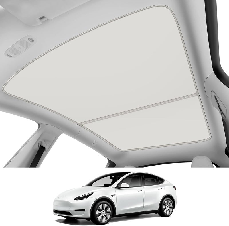 KUNIST Roof Sunshades for Tesla Model Y 2023, Upgraded Sunroof Shade Sunshade Roof Sun Shade for Tesla Model Y Accessories 2021-2023 (Ice White) - Image 1