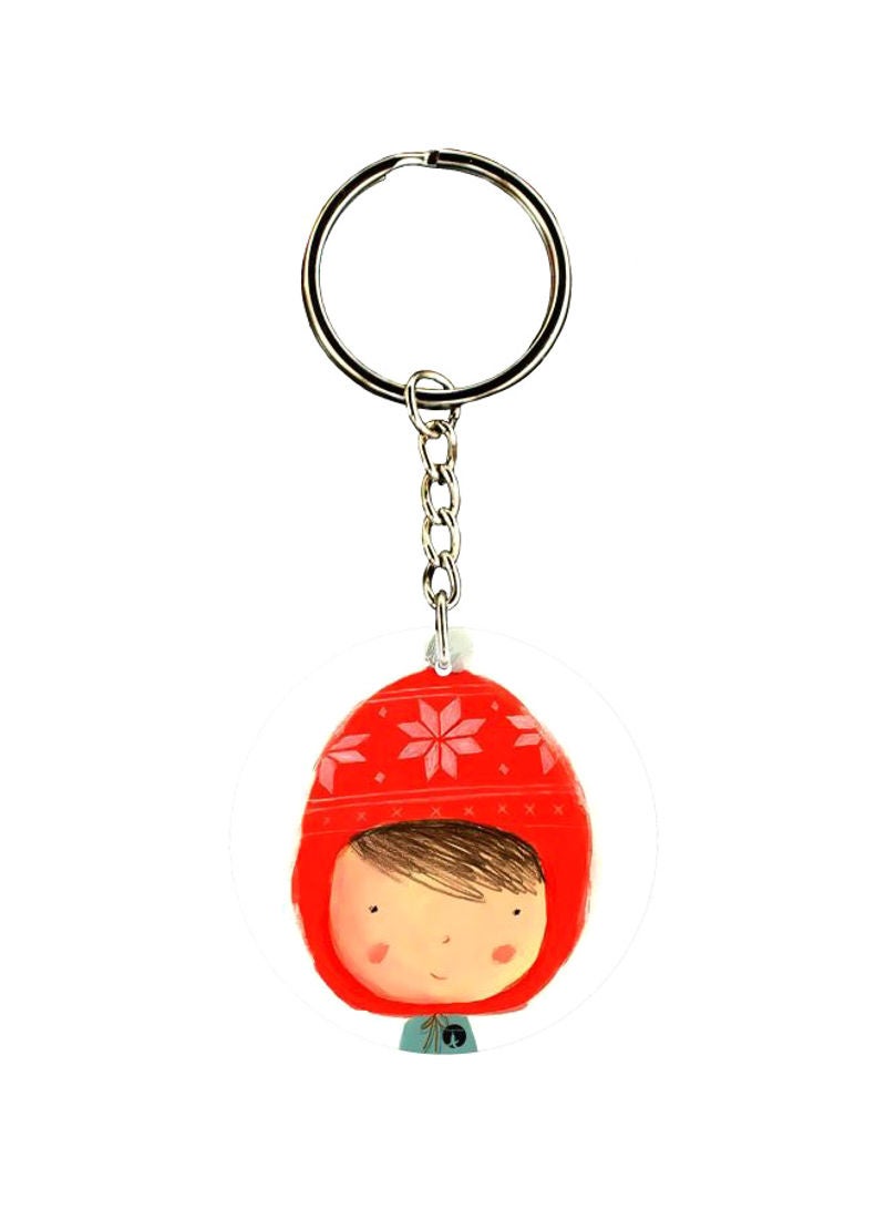 RKN Double Sided Child In Winter Wear Printed Keychain