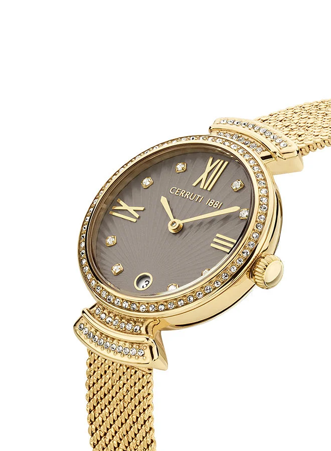 CERRUTI 1881 Womens Round Shape Stainless Steel Analog Wrist Watch CIWLH2205503 30 mm Gold