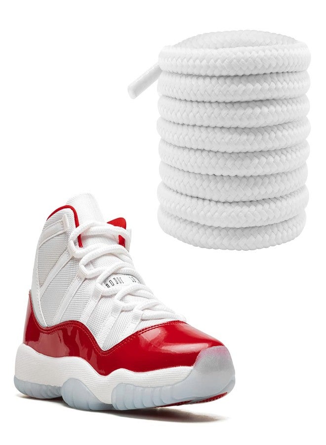 NDTEZUGT Round Thick Shoe Laces for Jordan 11 Sneakers, 1/4"(6mm) Athletic Shoelaces Replacement for Basketball Shoes, White, 54"/140cm - Image 1