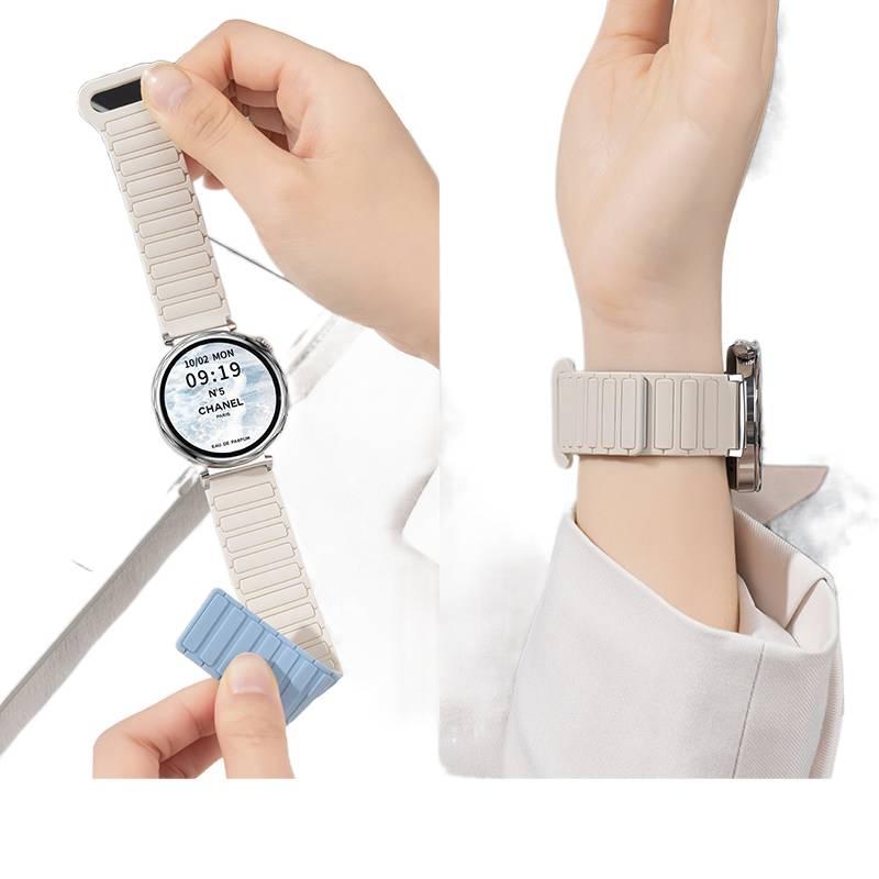 سوار ساعة ذكية رياضي من السيليكون متوافق مع Samsung Galaxy Watch 8 Classic بملاءمة قابلة للتعديل وحزام ناعم للاستبدال اليومي باللون Starlight قابل للتعديل - NADI - Image 3