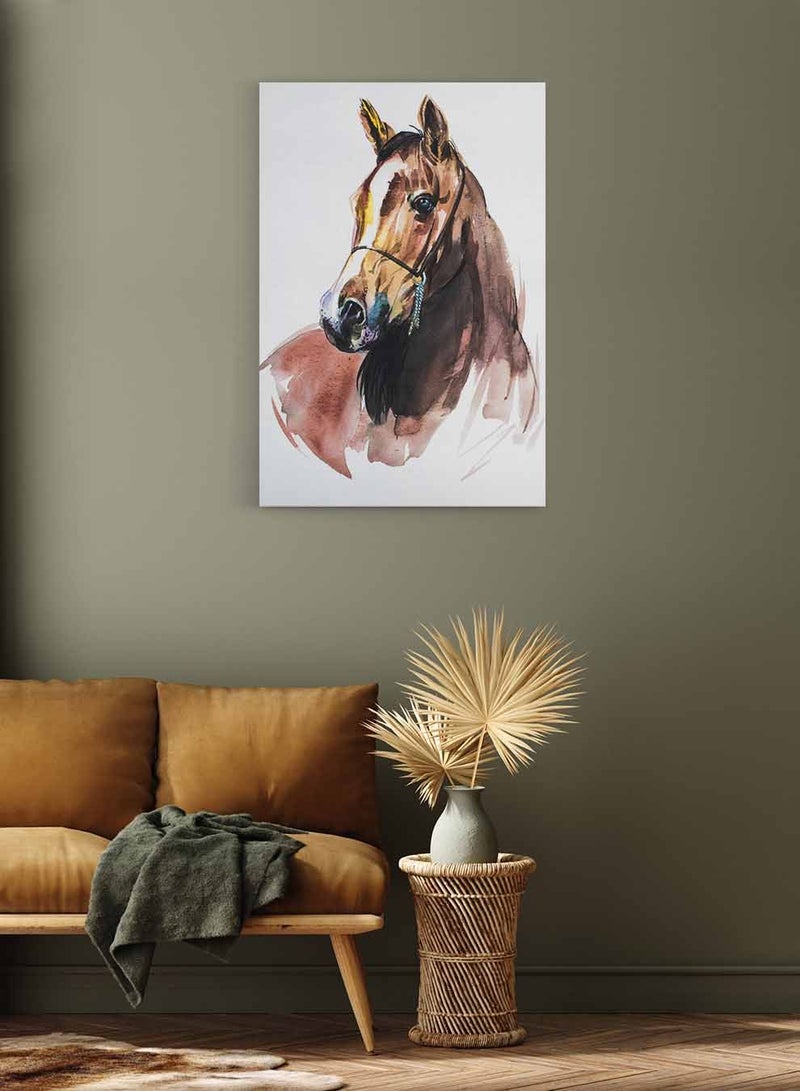 LOWHA Framed Canvas Wall Art Stretched Over Wooden Frame, Arabian Horse Painting, For Home, Living Room, Office Decor - Image 3