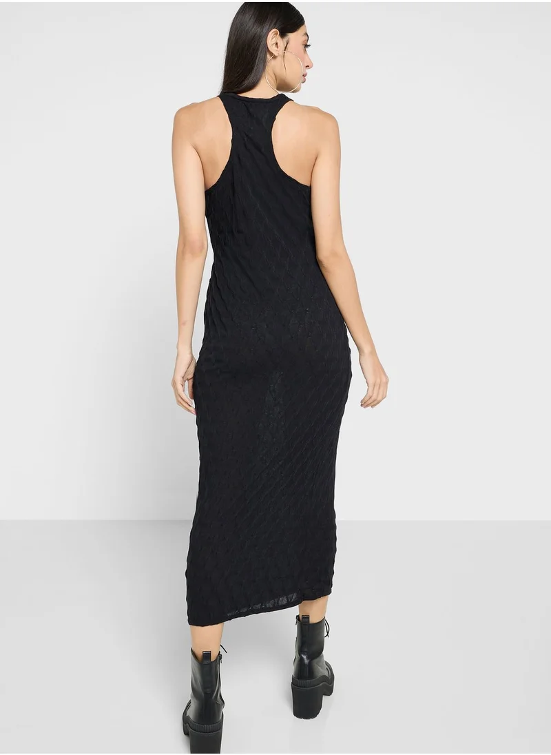 Topshop Tall Diamond Textured Midi Dress