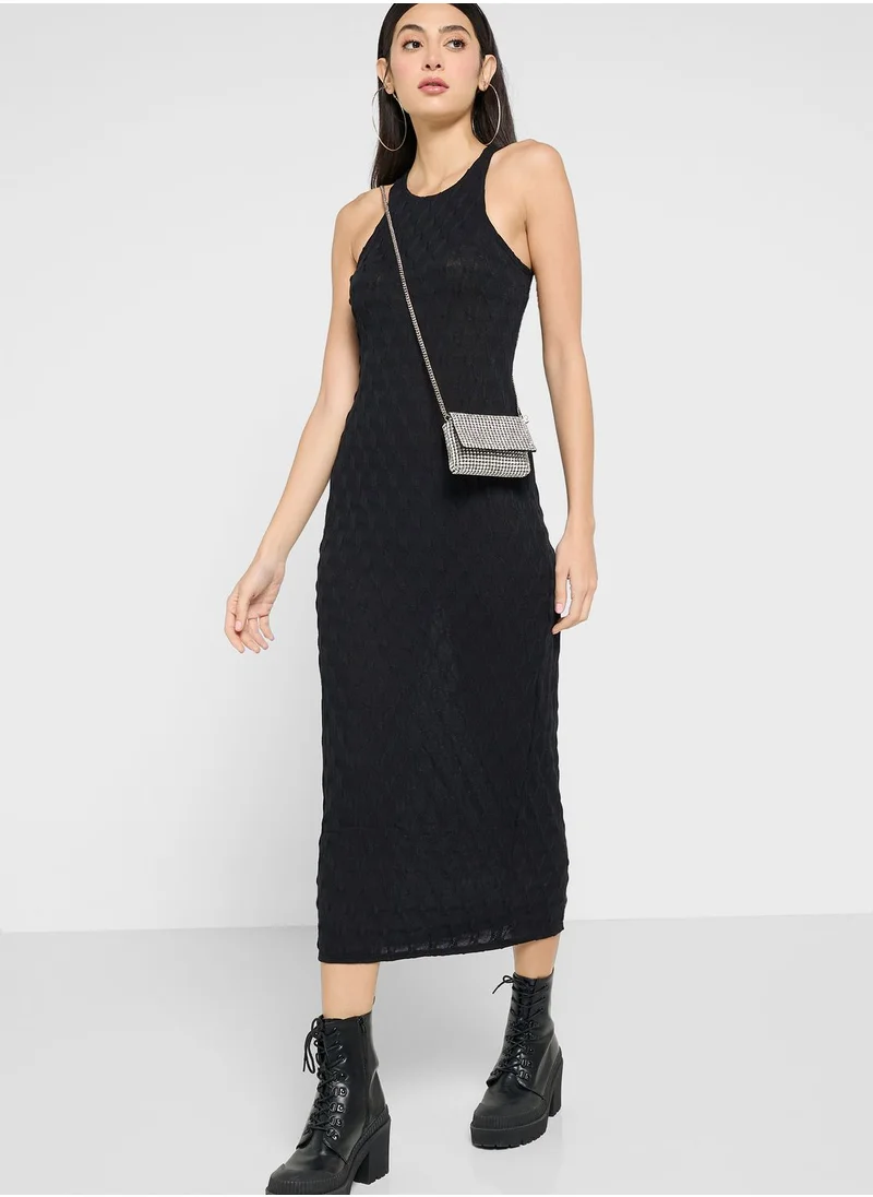 Topshop Tall Diamond Textured Midi Dress