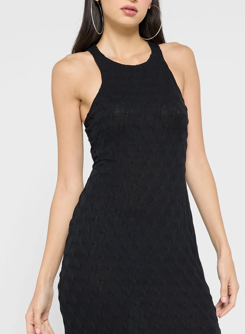 Topshop Tall Textured Sleeveless Midi Dress