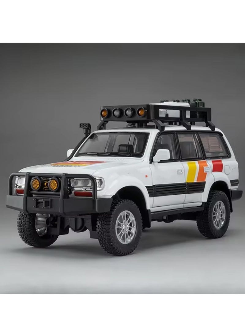 Toyland 1: 24 Scale Land Cruiser LC80 Model Car Toy, Alloy Diecast 6 Doors Openable Vehicle with Light Sound, Pullback Off-road Vintage Car  - Image 1