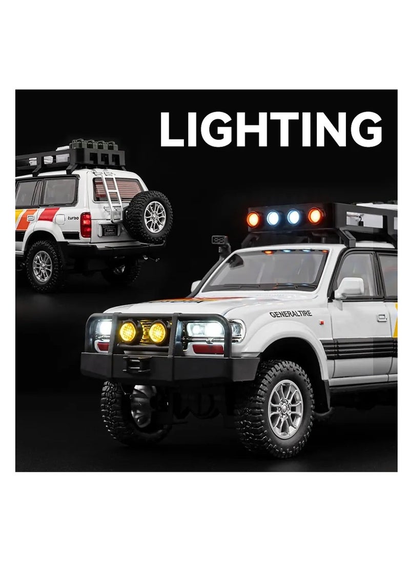 Toyland 1: 24 Scale Land Cruiser LC80 Model Car Toy, Alloy Diecast 6 Doors Openable Vehicle with Light Sound, Pullback Off-road Vintage Car  - Image 2