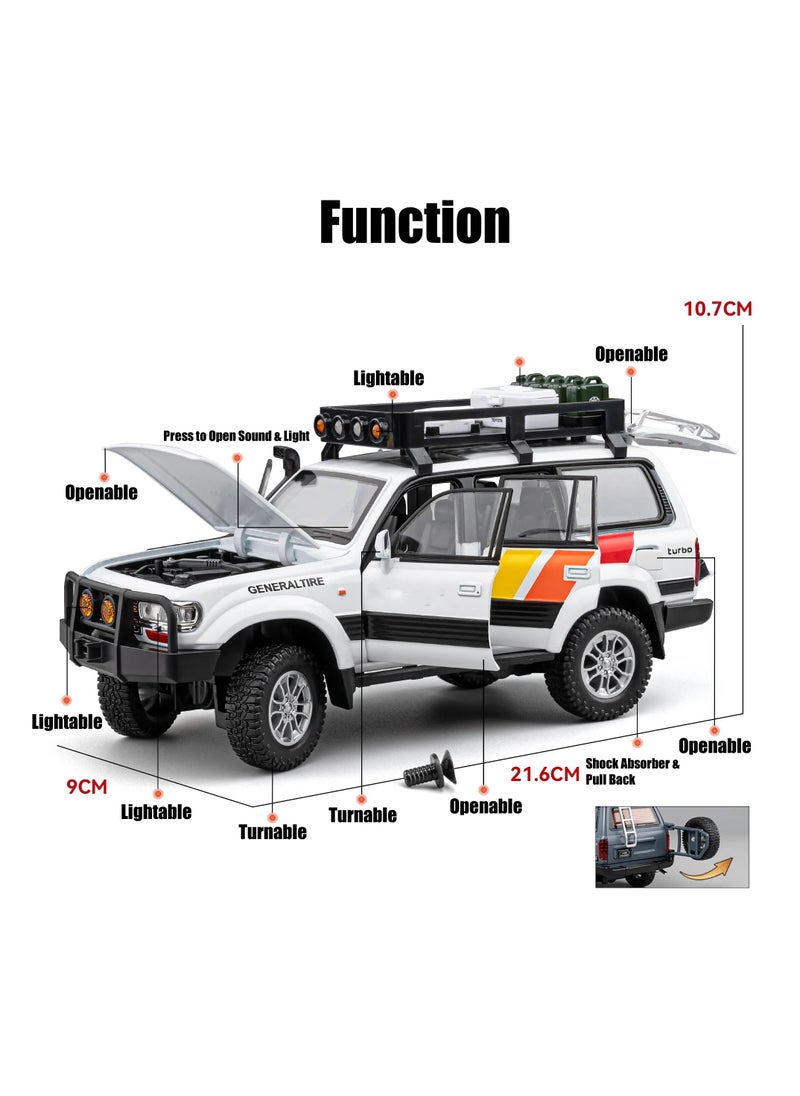 Toyland 1: 24 Scale Land Cruiser LC80 Model Car Toy, Alloy Diecast 6 Doors Openable Vehicle with Light Sound, Pullback Off-road Vintage Car  - Image 3
