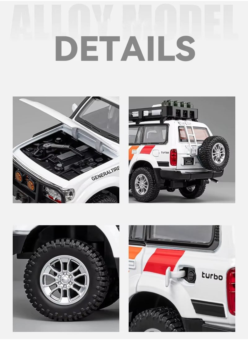Toyland 1: 24 Scale Land Cruiser LC80 Model Car Toy, Alloy Diecast 6 Doors Openable Vehicle with Light Sound, Pullback Off-road Vintage Car  - Image 4