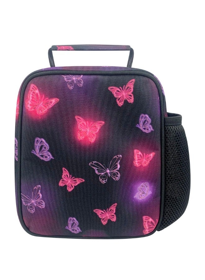 JUST HYPE Insulated Lunch Bag - Pink & Purple Glow Butterfly - Image 4