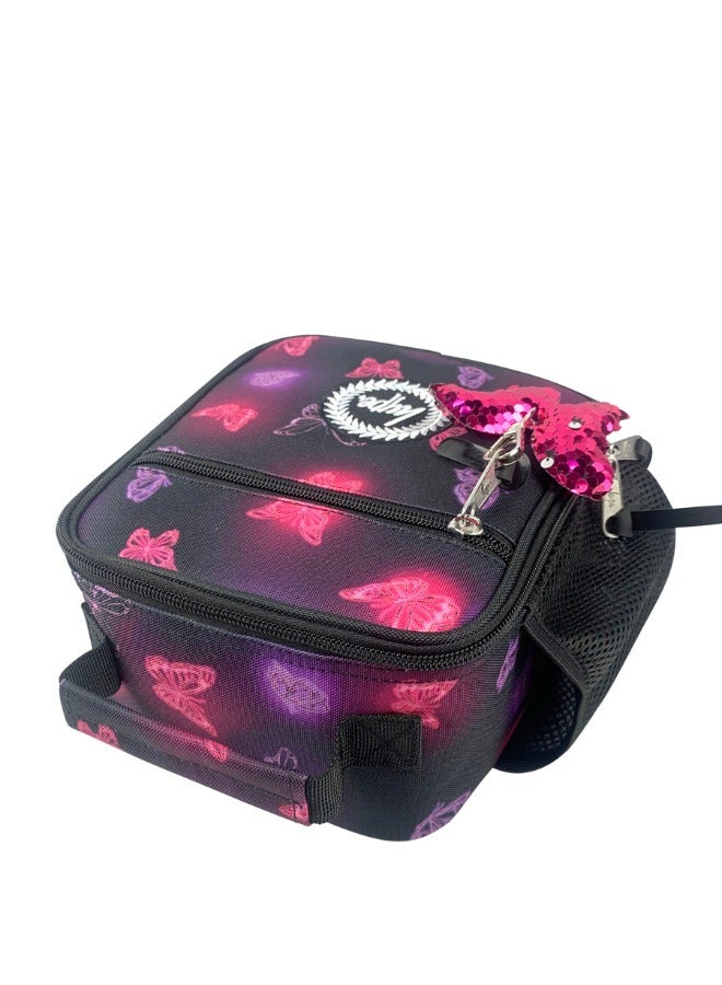 JUST HYPE Insulated Lunch Bag - Pink & Purple Glow Butterfly - Image 5