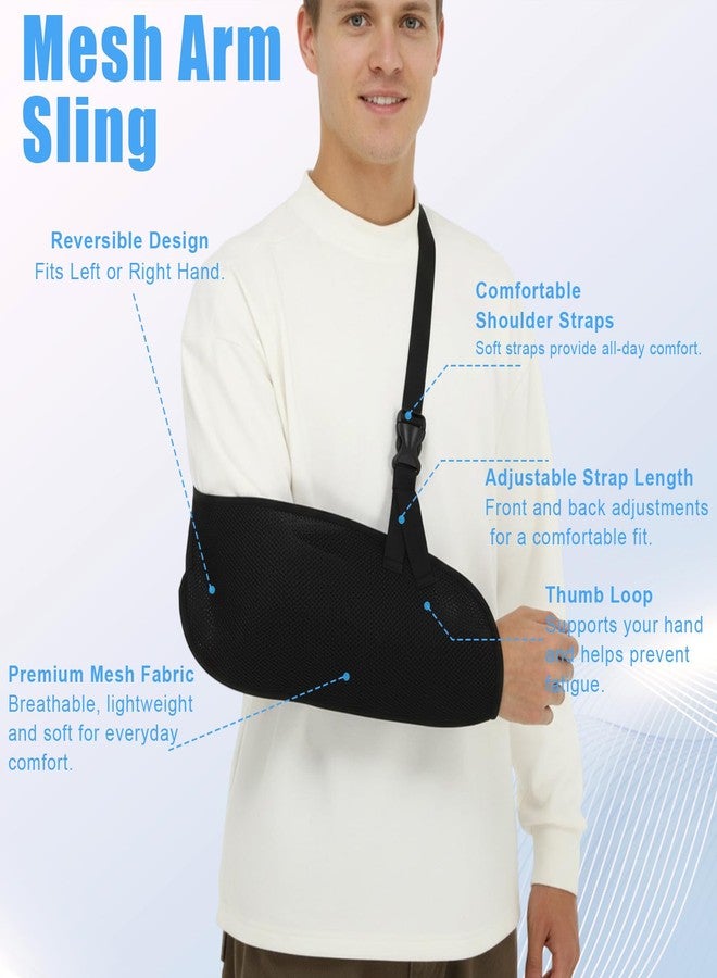 Wanmu Arm Shoulder Sling for Men and Women, Lightweight Medical Shoulder Immobilizer for Shower Right Left Arm Stabilizes Elbow, Arms Brace for Wrist Torn Rotator Cuff Injury (Black) - Image 4