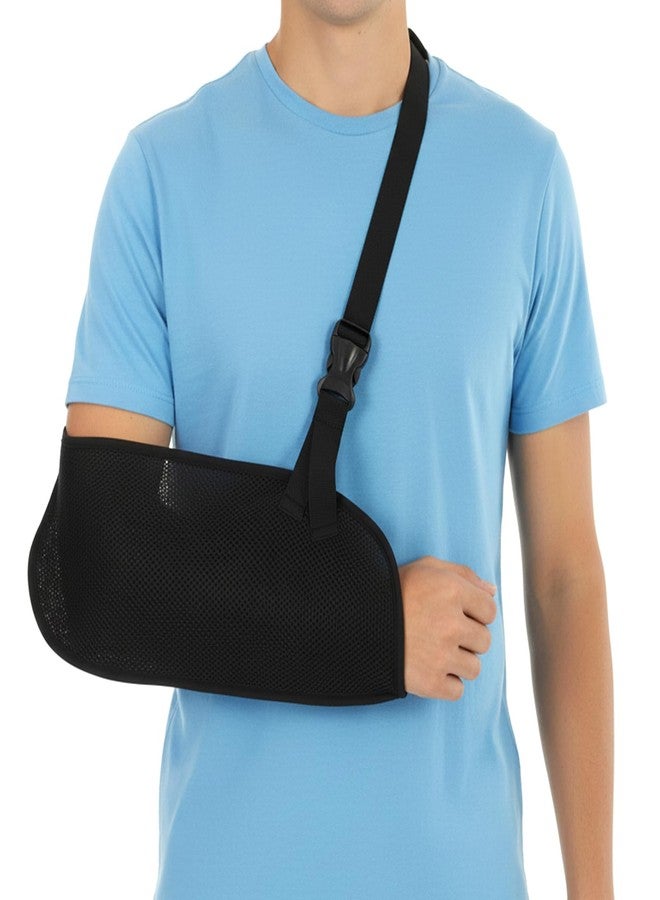 Wanmu Arm Shoulder Sling for Men and Women, Lightweight Medical Shoulder Immobilizer for Shower Right Left Arm Stabilizes Elbow, Arms Brace for Wrist Torn Rotator Cuff Injury (Black) - Image 1