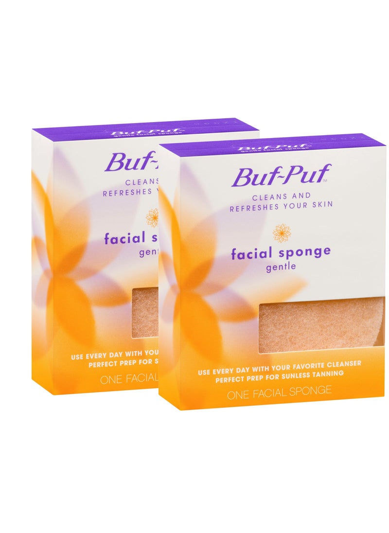 Buf-Puf Buf-Puf Gentle Facial Sponge, Dermatologist Developed, Removes Deep Down Dirt & Makeup That Causes Breakouts and Blackheads, Reusable, Exfoliating, 2 Count 