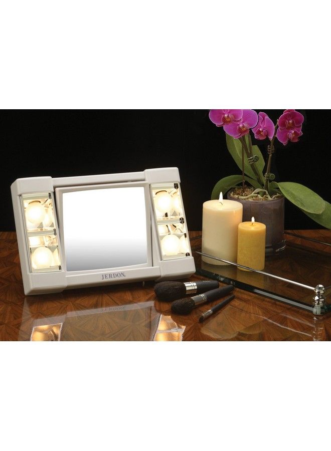 Jerdon Twosided Makeup Mirror With Lights Vanity Mirror With 3X Magnification & Glarefree Lighting White Base Model J1010 - Image 4