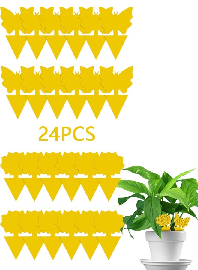 24 Pcs Double-sided Fruit Fly Traps, Fungus Gnat Sticky Fly Catcher, Non-Toxic Waterproof Insect Control for Indoor & Outdoor Plant Pest Control - Image 1